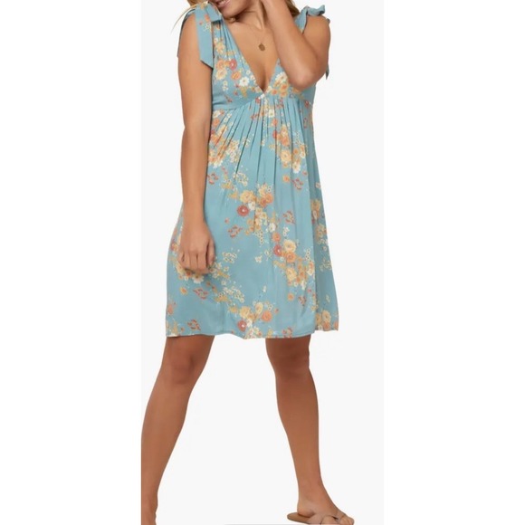 O'Neill Dresses & Skirts - O'Neil Womens Lorna Floral Tie Strap Swingy A Line Dress Plunging V Neck Sz L
